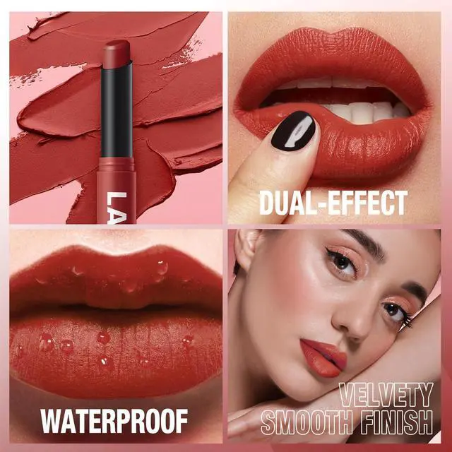 Alt view image 5 of 7 - 12Pcs Velvet Matte Lipstick Set, Nude to Dark Shades, Long-Lasting,Color A | Highly pigmented matte color, smooth creamy glide, waterproof wear, nude-to-dark tones, ideal for daily makeup or gifting