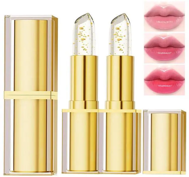 Main image of 2 PCS Color Changing Lipstick, Gold Foil PH Lip Balm, Transferproof & Long Lasting, Moisturizing Jelly Lip Stick, Deep Nourishing Plumping Lip Gloss for Women