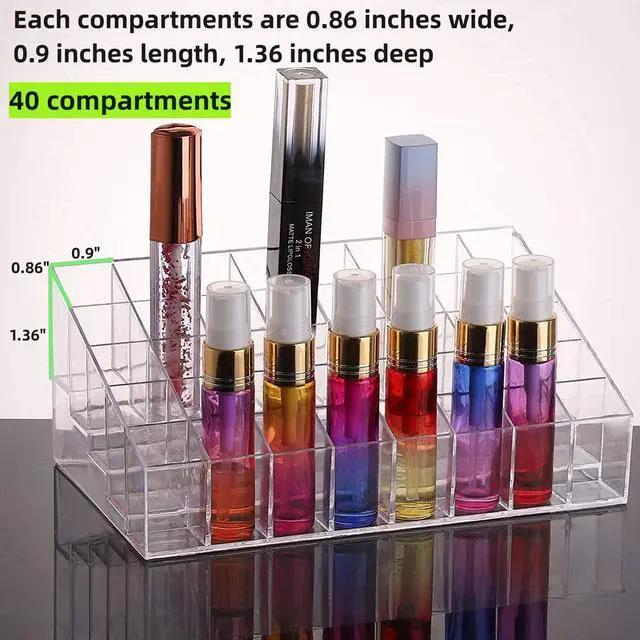 Alt view image 2 of 5 - 40 Grids Lipsticks Holder - Clear Acrylic Lipgloss Lipstick Organizer and Storage Display Case for Lip Gloss, Lipstick Tubes