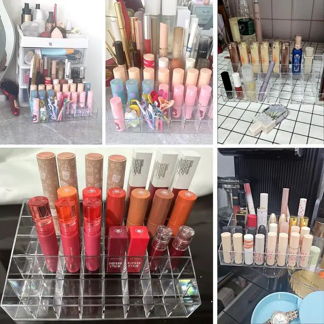 Alt view image 3 of 5 - 40 Grids Lipsticks Holder - Clear Acrylic Lipgloss Lipstick Organizer and Storage Display Case for Lip Gloss, Lipstick Tubes