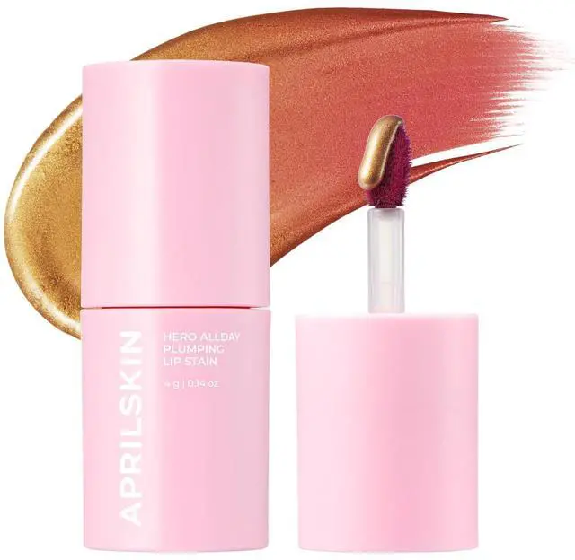 Main image of Hero All Day Plumping Lip Stain Rose pink | 24H Lip Stain - Smudge & Transfer Resistant, Plumping Wipe-Off Tint, Natural Rose 0.14oz