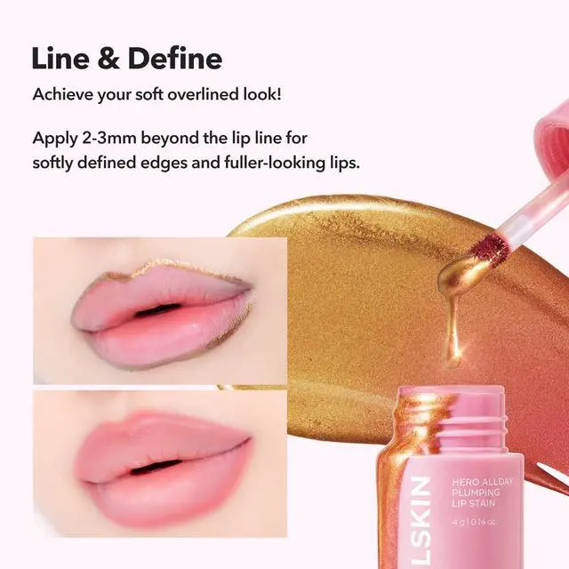 Alt view image 7 of 7 - Hero All Day Plumping Lip Stain Rose pink | 24H Lip Stain - Smudge & Transfer Resistant, Plumping Wipe-Off Tint, Natural Rose 0.14oz
