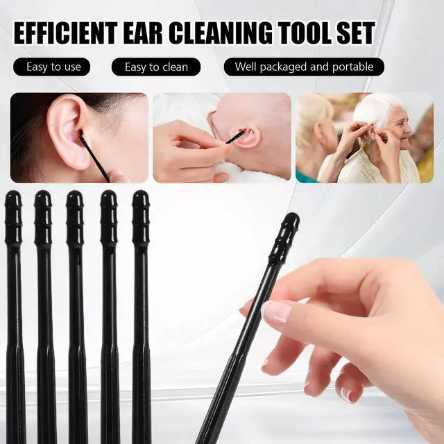 Alt view image 3 of 7 - 100PCS Sticky Ear Wax Remover, Disposable Adhesive Ear Digging Stick, Earwax Removal Swabs, Safe and Portable, Suitable for Children and Adults (Black)