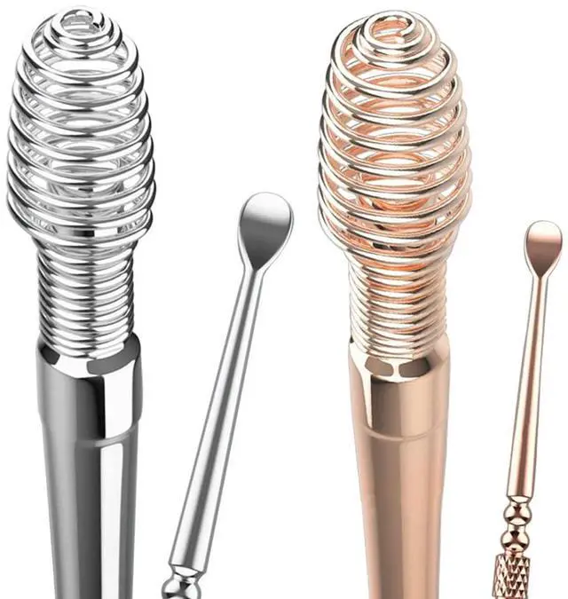 Main image of Spring Ear Wax Cleaner Tool Set Ear Cleaner Ear Cleaner Tool Ear Wax Removal Spoon Double Ended with Stainless 360° Spiral Ear Massage Cleaning Tool Ear Cleaner Cleaning Brush and Storage Box 2PCS