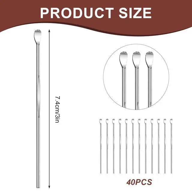 Alt view image 2 of 7 - 40pcs Ear Spoon Stainless Steel Ear Pick Earwax Removal Tool Ears Cleaning Tool Safe Ears Wax Removal Tools