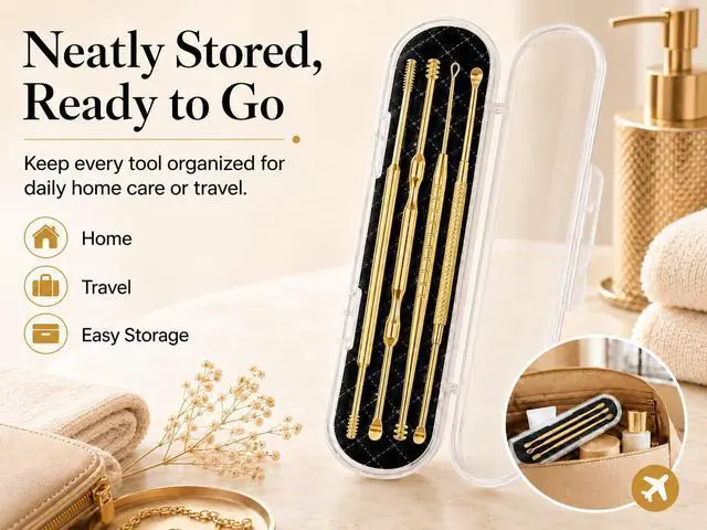 Alt view image 6 of 6 - 6 Pcs Extended Ear Wax Removal Kit,Professional Double-Headed Ear Pick Earwax Removal Tools,316L Stainless Steel Ear Cleaner Curette with Cleaning Brush and Storage Box,Suit for Kid Adult(Gold)