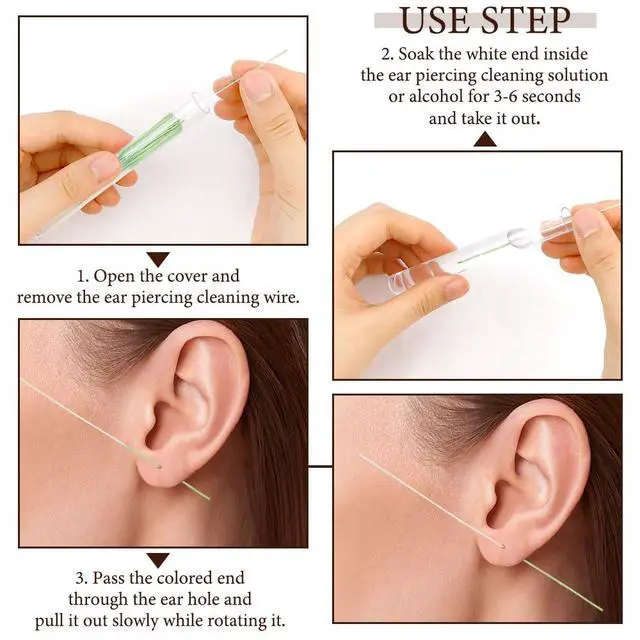 Alt view image 4 of 7 - Ear Piercing Cleaner Floss,Ear Hole Cleaner,Ear Piercing Cleaner,180PCS Piercing Cleaner Floss,Piercing Cleaner,Earring Cleaner,Earring Hole Cleaner,Piercing Floss,Ear Hole Floss,Piercing Hole Cleaner