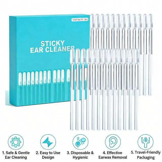 Alt view image 6 of 6 - Sticky Cleaning Ear Stick, Gentle Reusable Soft Spiral Head Adhesive Ear Pick for Safe Ear Cleaning, with Gentle Removal Stick for All Ages (5mm-24 pcs)