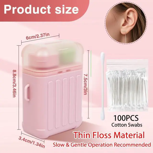 Alt view image 2 of 7 - Ear Piercing Cleaner Kit with 240pcs Disposable Ear Piercing Cleaner Floss, Skin-Friendly Paper Portable Piercing Aftercare System100 pcs Cotton Swabs for Men Women (Pink)