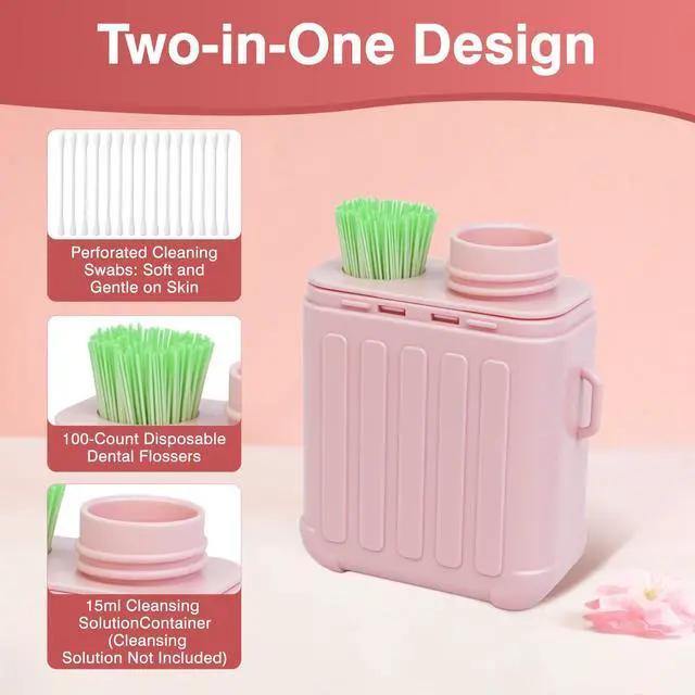Alt view image 3 of 7 - Ear Piercing Cleaner Kit with 240pcs Disposable Ear Piercing Cleaner Floss, Skin-Friendly Paper Portable Piercing Aftercare System100 pcs Cotton Swabs for Men Women (Pink)