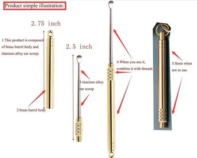 Alt view image 7 of 7 - Ear Wax Removal Tool,Folding Type Titanium Alloy Ear-Pick Cleaner Portable Ear Wax Removal Tools Ear Spoon Attached A Key Ring