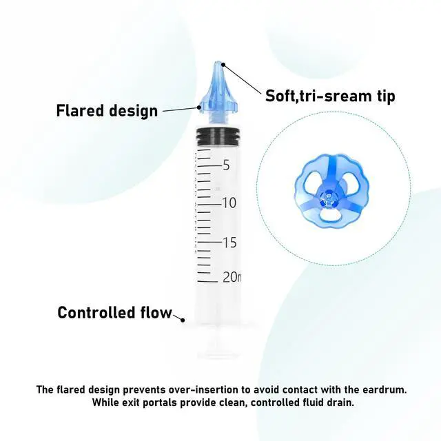Alt view image 4 of 7 - 20mL Ear Syringes for Removing Ear Wax, Cleaning Water Irrigation Kits with 3 Penta-Stream Tips and 3 Tri-Stream Tips Improved Hearing Clarity and Aural Hygiene (clear)
