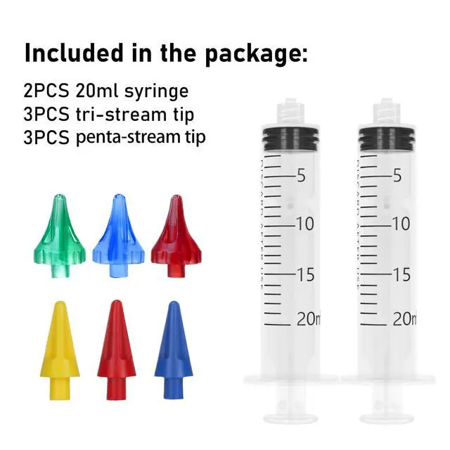 Alt view image 5 of 7 - 20mL Ear Syringes for Removing Ear Wax, Cleaning Water Irrigation Kits with 3 Penta-Stream Tips and 3 Tri-Stream Tips Improved Hearing Clarity and Aural Hygiene (clear)