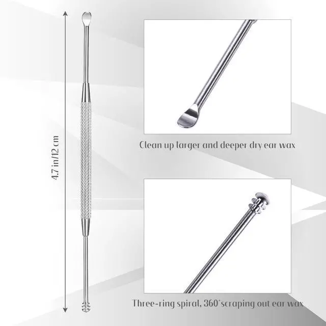 Alt view image 2 of 5 - Steel Ear Pick Earwax Remover Spoon Ear Scraper Scratcher Ear Cleaner with Storage Box, 304 Stainless | Ear Cleaner Scraper Ear Spoon, Reusable, Smooth Tip, Fits Storage Case, Silver