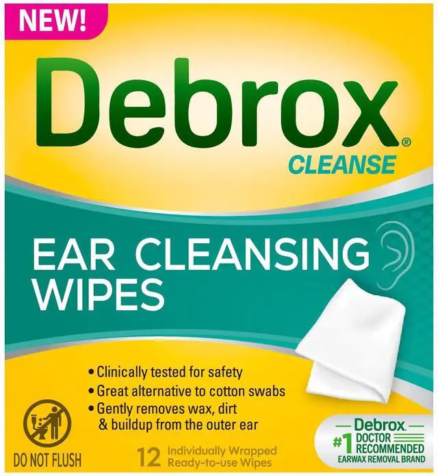 Main image of Ear Cleansing Wipes, Individually Wrapped Ear Cleaner Wipes, 12 Ct | Wipes for Adults and Kids, Single-Use, Portable Ear Cleaning Cloths, Gentle Daily Ear Care, Safe for Sensitive Ears, Earwax