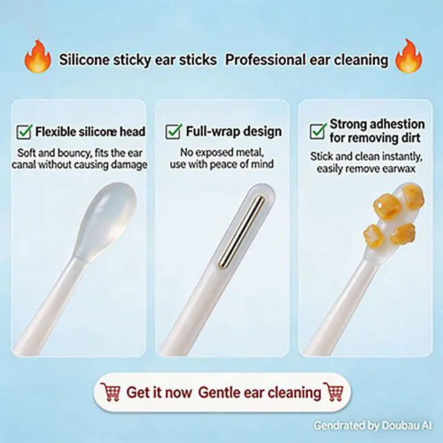 Alt view image 2 of 6 - Adhesive Earwax Removal Tool, 72 pcs Cleaning Tools Kit for Children and Adults, Adhesive Ear Digging Stick with Safe Ear Scoop and Dust Cover Packaging