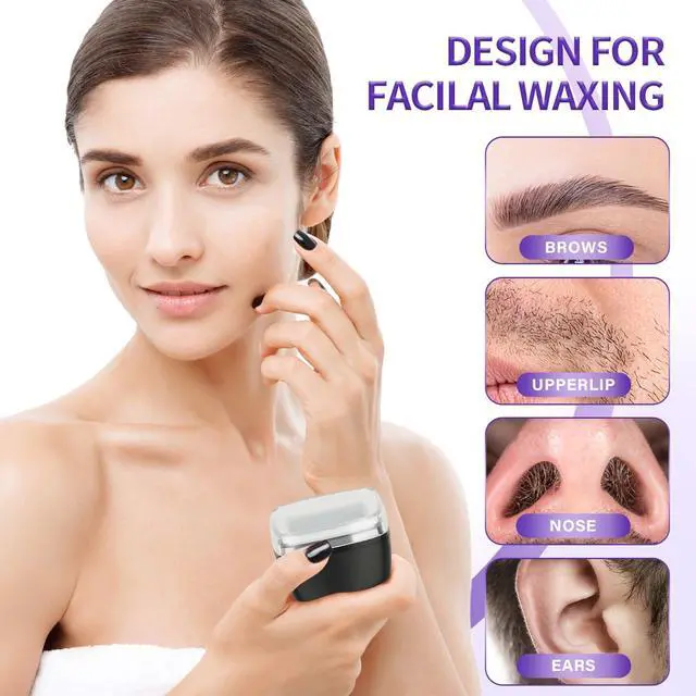 Alt view image 5 of 7 - Nose Wax Kit Men, Nose Ear Hair Waxing Kit 100g Wax, 45 Sticks, 2 Silicone Pots, Nose Ear Hair Removal Kit, USB Fast Heat, Smart Constant Temp, Multi-Accessories, Black