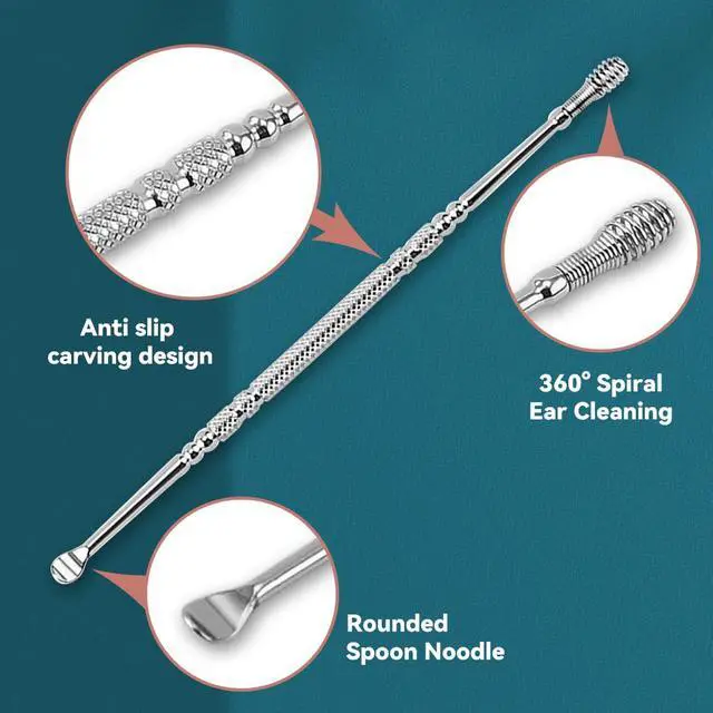 Alt view image 3 of 7 - Spiral Ear Wax Removal Kit Ear Cleaning Kit Clinear Ear Cleaner Earwax Removal Tools Metal Ear Cleaner Earwax Removal Ear Wax Cleaner Ear Cleaning Tool Spiral Ear Cleaner Earwax Removal Kit Silver