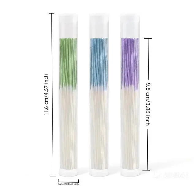 Alt view image 2 of 7 - 180 Pcs Ear Hole Cleaner, Ear Piercing Cleaner Floss, Earring Hole Cleaning Floss, Disposable Piercing Aftercare Cleaning Tool for Women Men (Green Blue Purple)