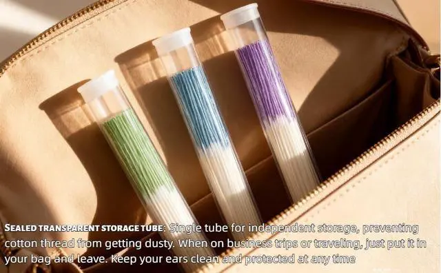 Alt view image 6 of 7 - 180 Pcs Ear Hole Cleaner, Ear Piercing Cleaner Floss, Earring Hole Cleaning Floss, Disposable Piercing Aftercare Cleaning Tool for Women Men (Green Blue Purple)
