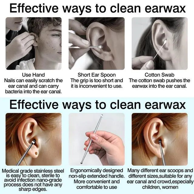 Alt view image 4 of 7 - 2pcs Stainless Steel Tonsil Stone Remover Tool + Ear Wax Removal Tool Set