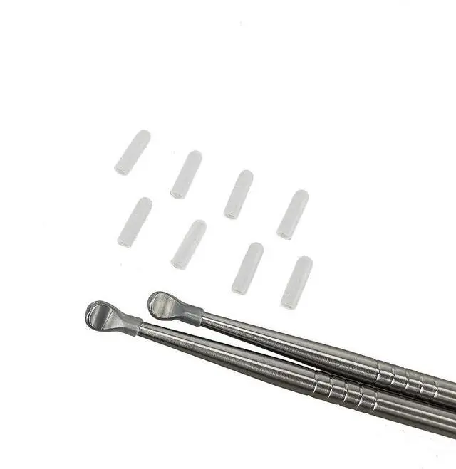 Alt view image 6 of 7 - 2pcs 7" Tonsil Stone Remover Pick, Stainless Steel Oral Cleaner, 10 Caps | Long reach stainless steel pick, scoop + ball end design, 10 soft silicone caps for oral care. Easily regain fresh breath