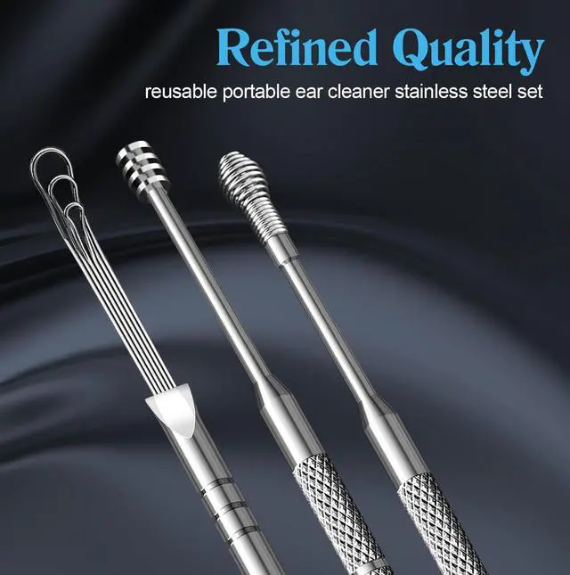 Alt view image 3 of 7 - Ear Pick Earwax Removal Kit, Ear Cleansing Tool Set, Ear Pick Ear Wax Remover Tool,Stainless Steel Ear Cleaner Curette,Earwax Removal Products with Storage Box 4 Pcs Set (Silvery)