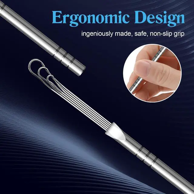 Alt view image 4 of 7 - Ear Pick Earwax Removal Kit, Ear Cleansing Tool Set, Ear Pick Ear Wax Remover Tool,Stainless Steel Ear Cleaner Curette,Earwax Removal Products with Storage Box 4 Pcs Set (Silvery)