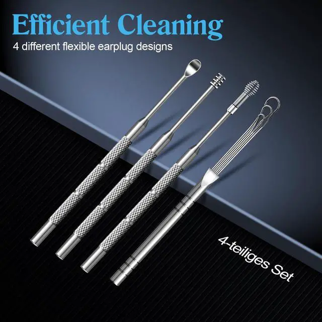 Alt view image 5 of 7 - Ear Pick Earwax Removal Kit, Ear Cleansing Tool Set, Ear Pick Ear Wax Remover Tool,Stainless Steel Ear Cleaner Curette,Earwax Removal Products with Storage Box 4 Pcs Set (Silvery)