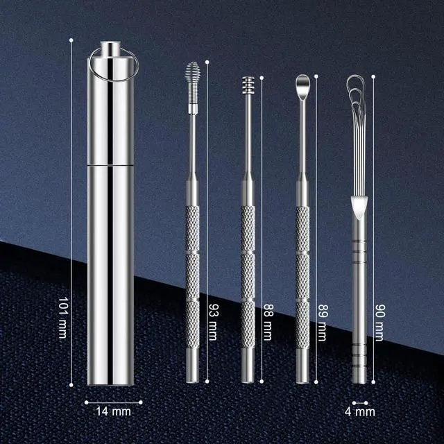 Alt view image 7 of 7 - Ear Pick Earwax Removal Kit, Ear Cleansing Tool Set, Ear Pick Ear Wax Remover Tool,Stainless Steel Ear Cleaner Curette,Earwax Removal Products with Storage Box 4 Pcs Set (Silvery)