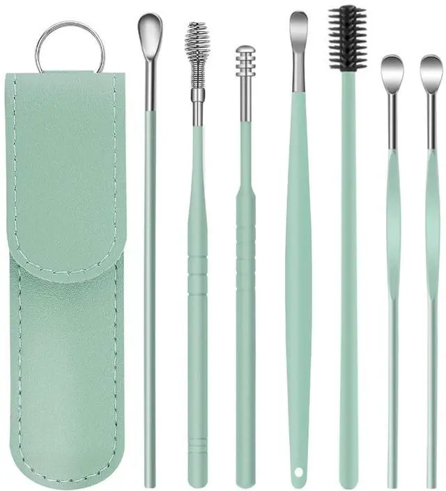 Main image of 7 Pcs Ear Pick Earwax Removal Kit, Ear Cleansing Tool Set Ear Curette Ear Wax Removal Tool with Leather Storage Box