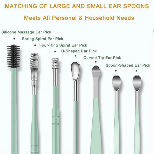 Alt view image 2 of 7 - 7 Pcs Ear Pick Earwax Removal Kit, Ear Cleansing Tool Set Ear Curette Ear Wax Removal Tool with Leather Storage Box