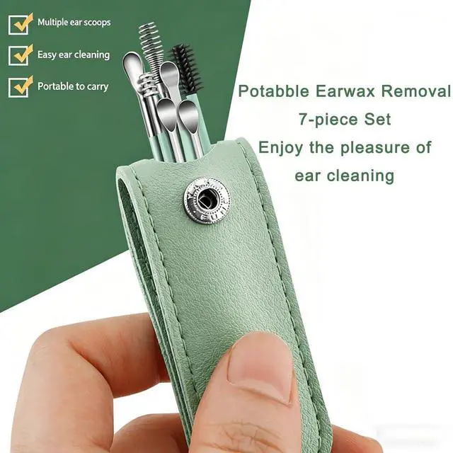 Alt view image 6 of 7 - 7 Pcs Ear Pick Earwax Removal Kit, Ear Cleansing Tool Set Ear Curette Ear Wax Removal Tool with Leather Storage Box