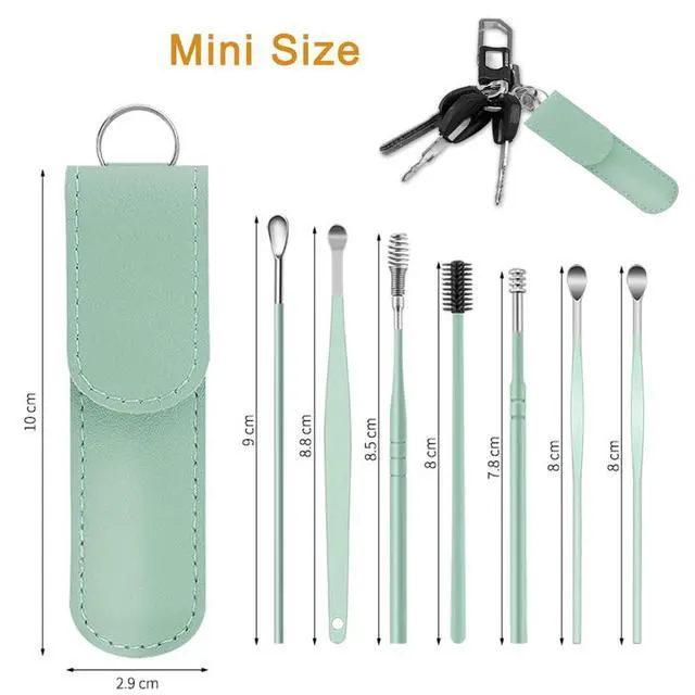 Alt view image 7 of 7 - 7 Pcs Ear Pick Earwax Removal Kit, Ear Cleansing Tool Set Ear Curette Ear Wax Removal Tool with Leather Storage Box