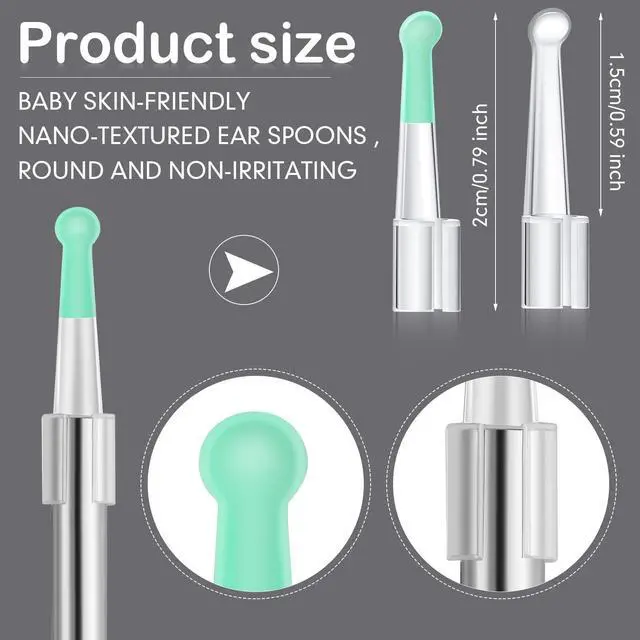 Alt view image 2 of 7 - 10 Pcs Ear Spoon Tips Ear Cleaner Replacement Set for 3.5 mm Otoscope Plastic Cleaner Tips Reusable for Teens Adults Family Health Care(Transparent, Light Green)
