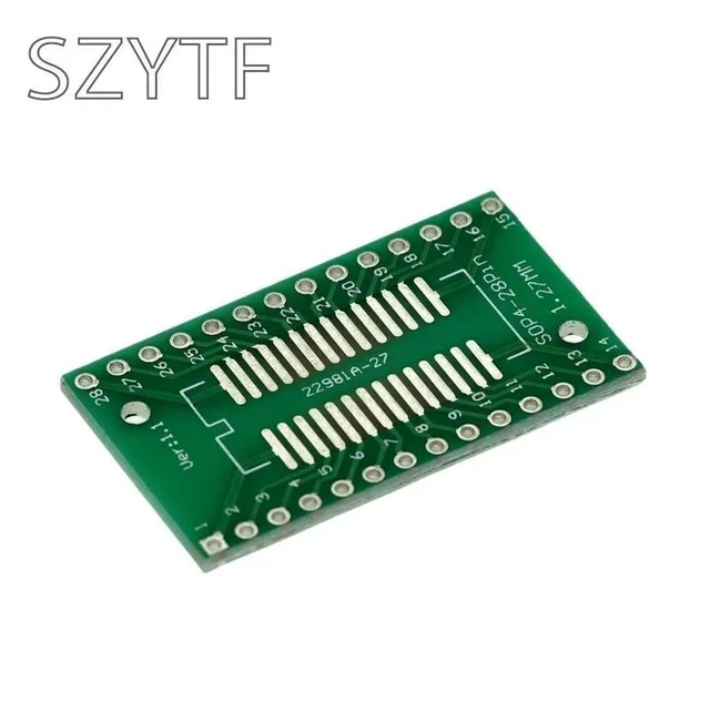 Alt view image 3 of 6 - 10pcs/bag SSOP28 SOP28 TSSOP28 to DIP28 Adapter Converter PCB Board 0.65MM 1.27MM
