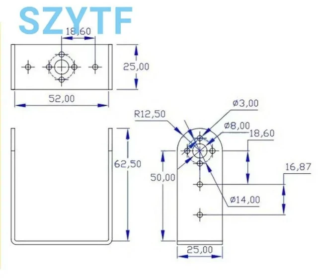 Alt view image 3 of 6 - Long U-bracket uniaxial steering gear bracket PTZ bracket robot robotic arm manipulator special bracket accessories