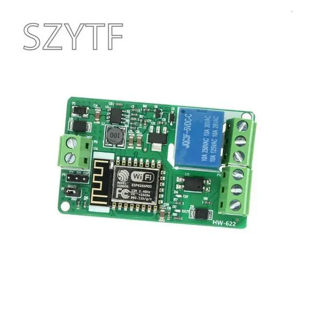 Alt view image 2 of 3 - ESP8266 ESP-12F Module 1 Channel Relay Shield Overcurrent Protection Wi-Fi Network Relay Module 10A DC 7-30V
