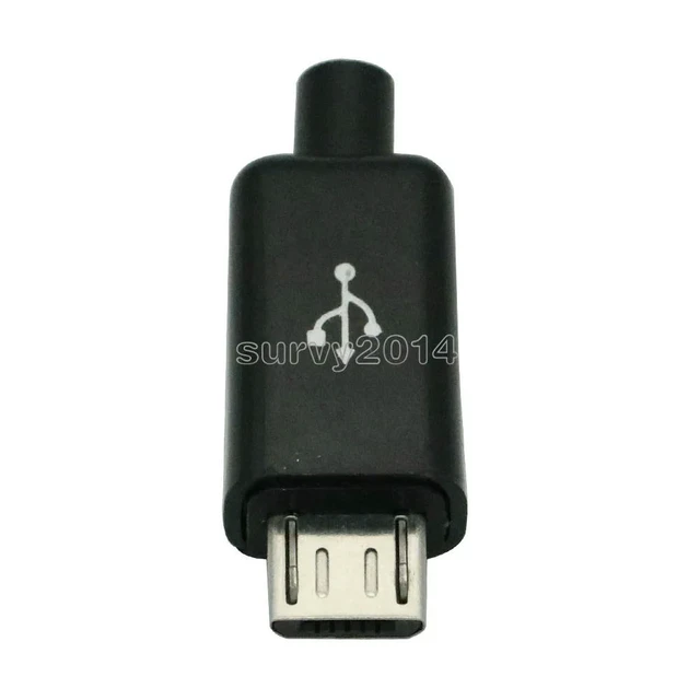Alt view image 3 of 6 - 5sets Micro USB Male Plug Connectors DIY Kit Male Connector with Covers Black