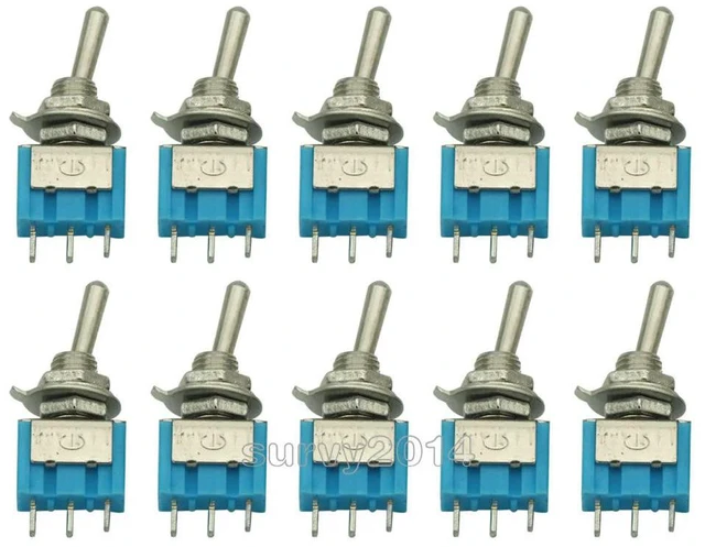 Main image of 5PCS MTS-102 Mini 6A 125VAC SPDT 3-Pin 2 Position On-on Toggle Switches Practic