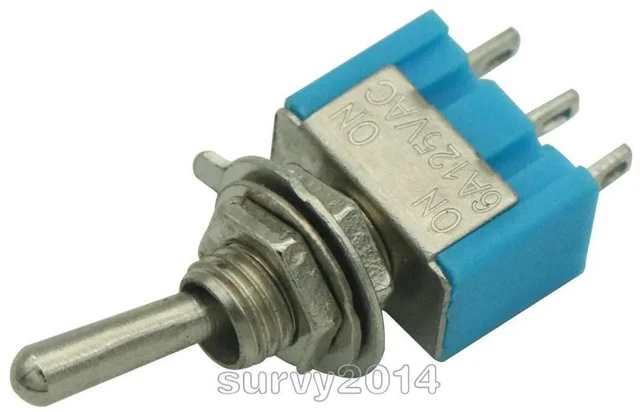 Alt view image 2 of 3 - 5PCS MTS-102 Mini 6A 125VAC SPDT 3-Pin 2 Position On-on Toggle Switches Practic