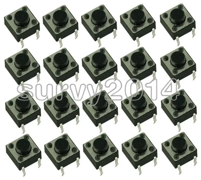 Main image of 100 Pcs Tactile Switch Tact 6 X 6 X 5 Mm 4-pin Dip-micro's Feet Of Vertical Copper Power Switch Button