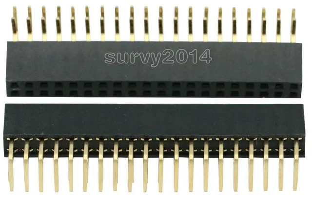 Main image of 5PCS 2X20 PIN Double row right angle FEMALE PIN HEADER 2.54MM PITCH Strip Connector Socket 2*20 20p 20PIN 20 PIN FOR PCB BOARD