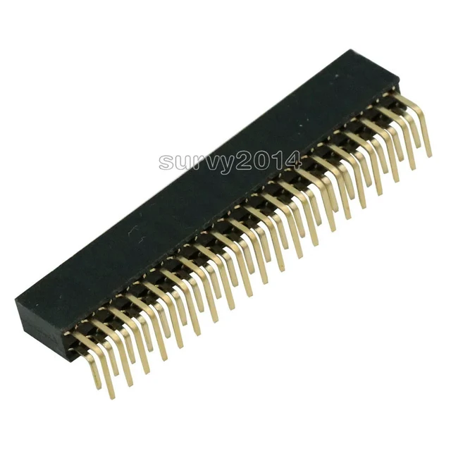 Alt view image 3 of 3 - 5PCS 2X20 PIN Double row right angle FEMALE PIN HEADER 2.54MM PITCH Strip Connector Socket 2*20 20p 20PIN 20 PIN FOR PCB BOARD
