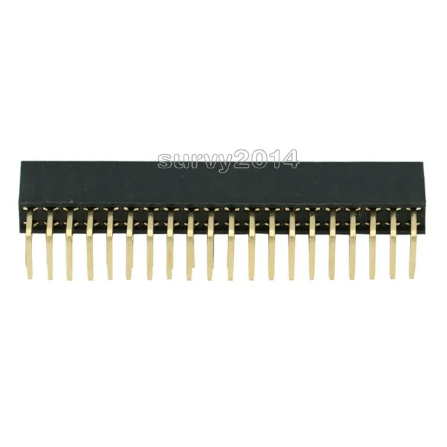 Alt view image 2 of 3 - 5PCS 2X20 PIN Double row right angle FEMALE PIN HEADER 2.54MM PITCH Strip Connector Socket 2*20 20p 20PIN 20 PIN FOR PCB BOARD