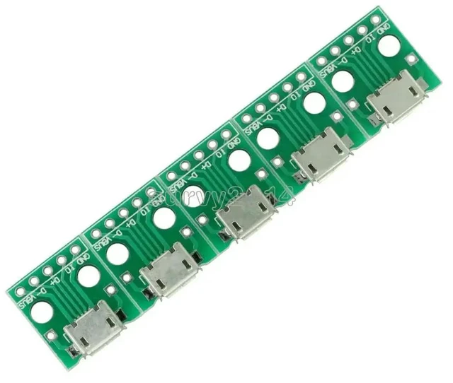 Alt view image 2 of 3 - 10pcs MICRO USB to DIP Adapter 5pin female connector B type pcb converter pinboard 2.54