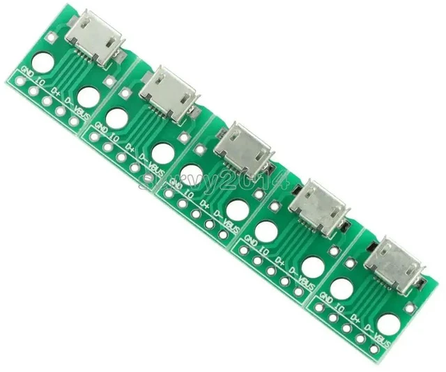 Alt view image 3 of 3 - 10pcs MICRO USB to DIP Adapter 5pin female connector B type pcb converter pinboard 2.54