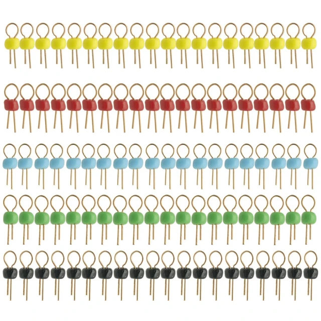 Alt view image 3 of 3 - 100Pcs Black Yellow Blue Green Red Gold Tone Soldering PCB Board Breadboard Test Point Pin, PCB test point