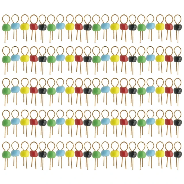 Alt view image 2 of 3 - 100Pcs Black Yellow Blue Green Red Gold Tone Soldering PCB Board Breadboard Test Point Pin, PCB test point