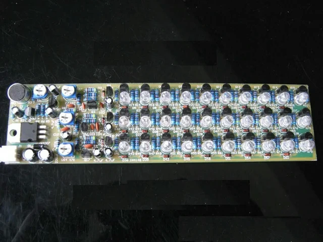 Alt view image 2 of 3 - DIY Kits Voice Control Indicator Level 3 Sections 10 Point Indicating LED Red/Blue/Green Electronic Production Kit